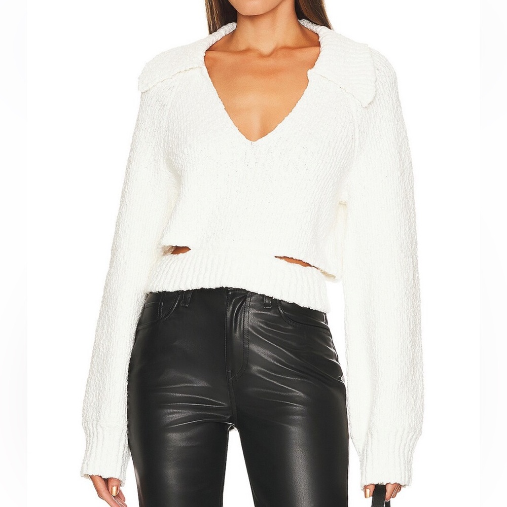 L'Academie White V-Neck Sweater